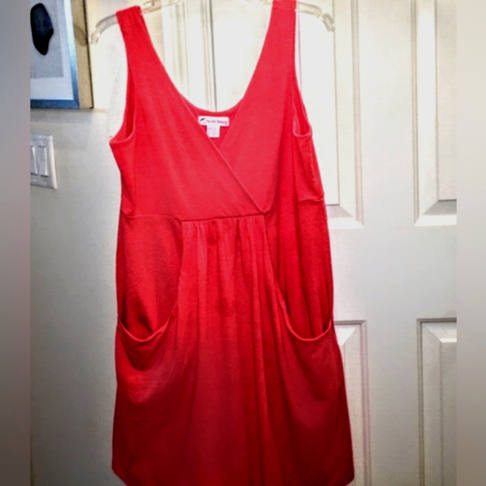 Cute Coral Sundress Cover-up Pockets Comfy Sz L